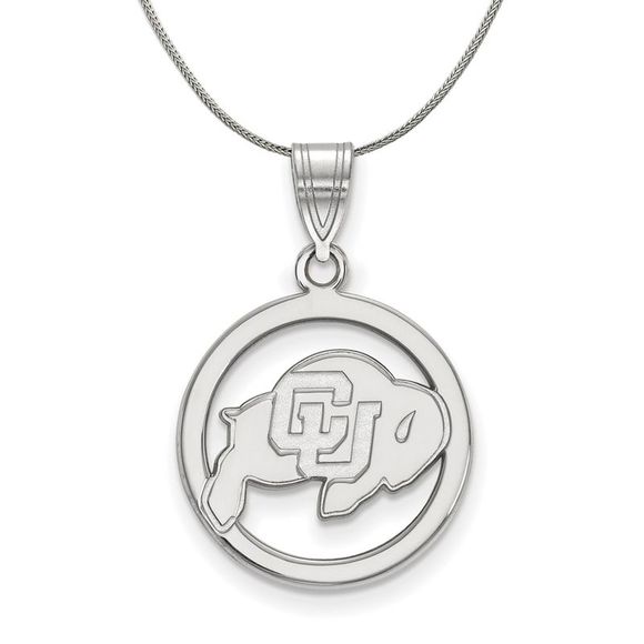 Sterling Silver U. of Colorado Small Circle Necklace - 18 Inch